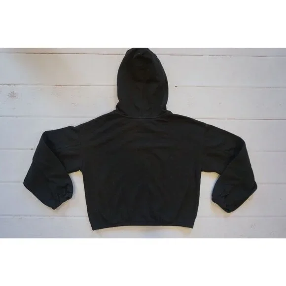 Old Navy Girls Leopard Bear Hoodie Black Cropped Pullover - Size L (10/12) - Picture 3 of 6